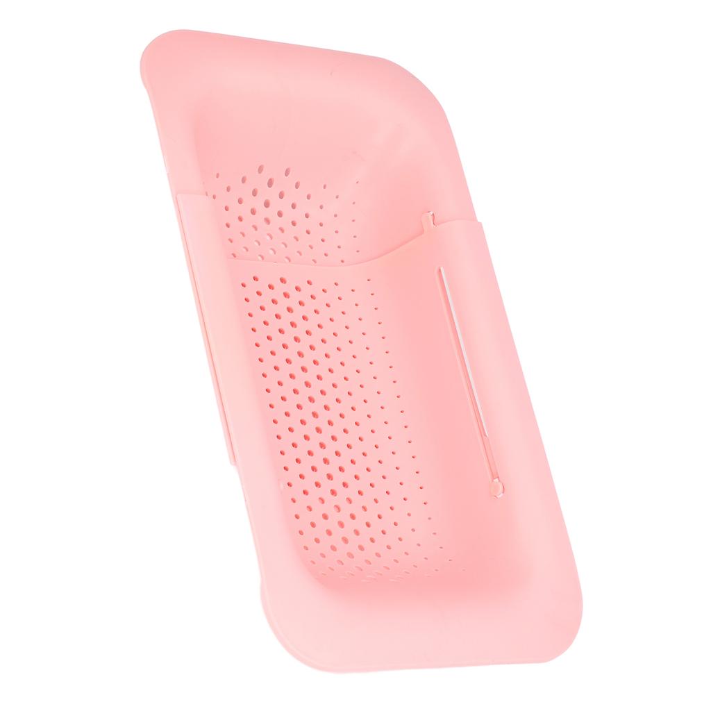 Abtropfsieb Korb Teleskopisches Design Rutschfest Rostbeständig Abgießer Küchenzubehör Rosa