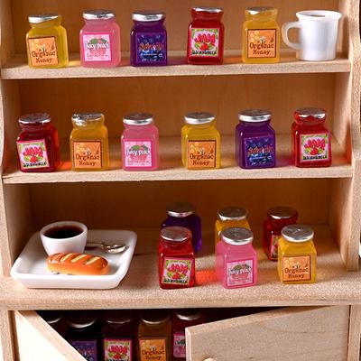 10Pcs 1/12 Dollhouse Simulation Jam Bottle Model Dollhouse Miniature Kitchen Decoration Dolls House Accessories Pretend Play Toy