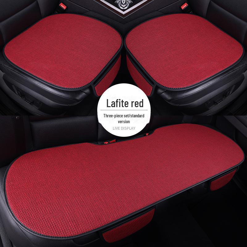 All-Season Light Luxury Ice Silk Linen Car Seat Cushions, Breathable & Non-Slip