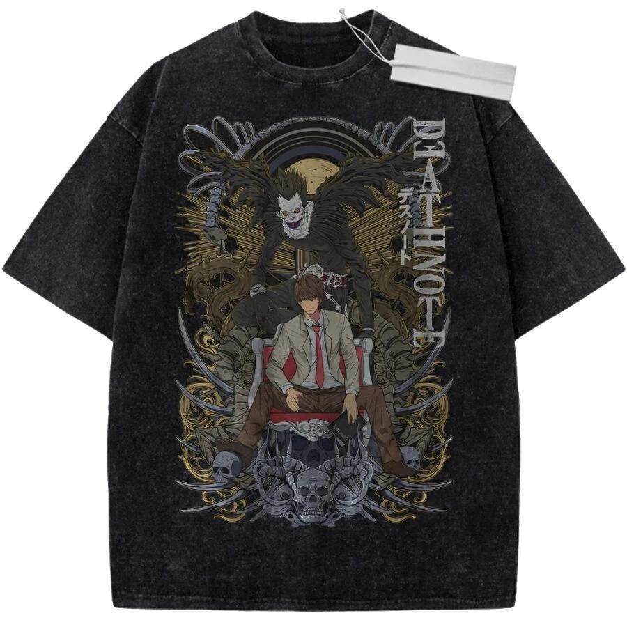 

Death Note Manga Light Yagami & Ryuk Graphic Oversized Vintage Washed Streetwear T-Shirt Top for Anime & Manga Fans XXXL