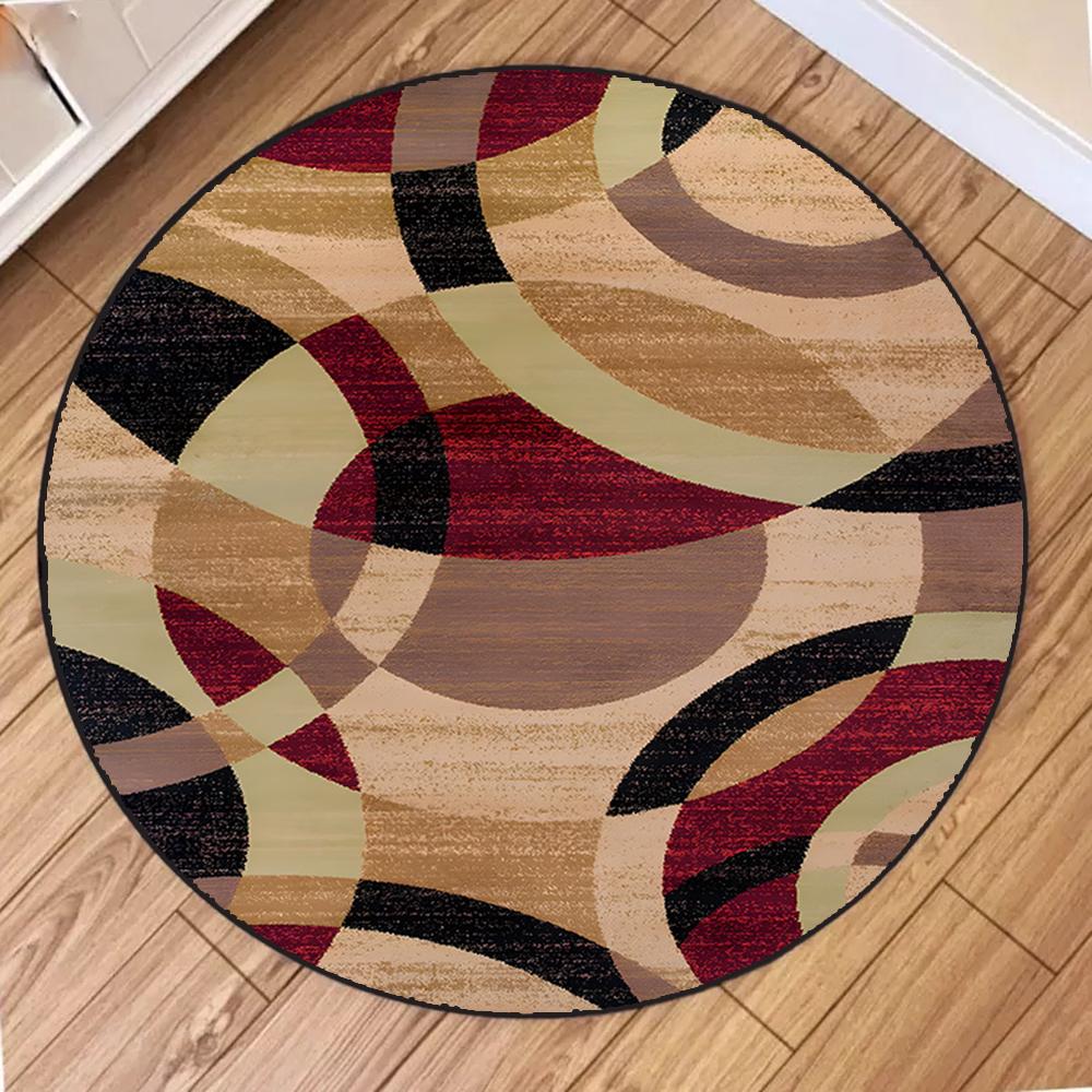 Nowoczesny Wzór Blokowy Okrągły Dywan Dywany Okrągłe do Dekoracji Salonu Sypialni Mata Antypoślizgowa Dywanik Obszarowy Pod Sofę Krzesło Dekoracja Domu