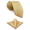 S&W SHLAX&WING Men's Tie, Solid Color Yellow, Formal and Pocket Square, Satin, Classic, Size 147cm X 8cm