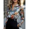 Women's Floral Print Button-Down Long-Sleeve Shirt Casual and Comfortable Suitable for All Seasons