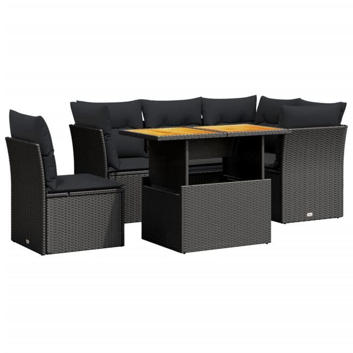VidaXL Salon de Jardin avec Coussins 5 pcs, Canapés de Terrasse, Ensemble de Meubles de Patio, Mobilier d'Extérieur, Noir 3270831