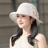 WTEMPO Women's Elegant Organza Flower Sun Hat Lightweight Mesh Bucket Hat with Floral Detail Breathable Casual Cap for Mature Ladies Spring Summer