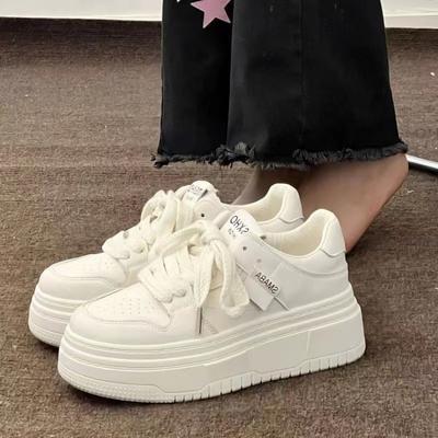 Zapatillas Blancas de Plataforma para Mujer con Cordones Suela Gruesa Zapatos Casuales Moda Gruesos Zapatos para Caminar