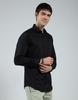 Monte Carlo Mens Solid Black Collar Neck Full Sleeve Shirt