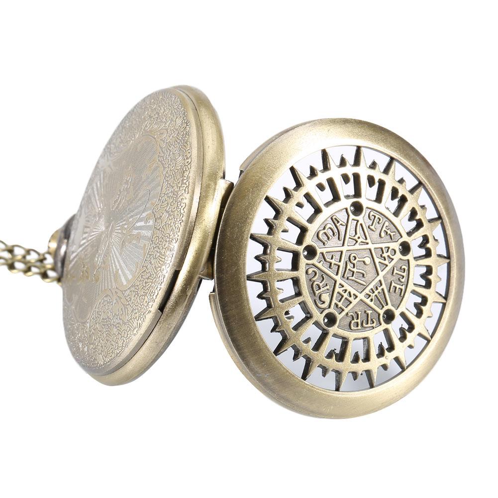 New Fashion Retro Five-pointed Star Compass Dial Quartz Pocket Watch Analog Pendant Necklace Chain Clock Birthday Gifts