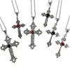 Punk Kristall Kreuz Anhänger Halskette Damen Gothic Schlüsselbein Halskette Halskette Ästhetischer Schmuck Bijoux Party Geschenke