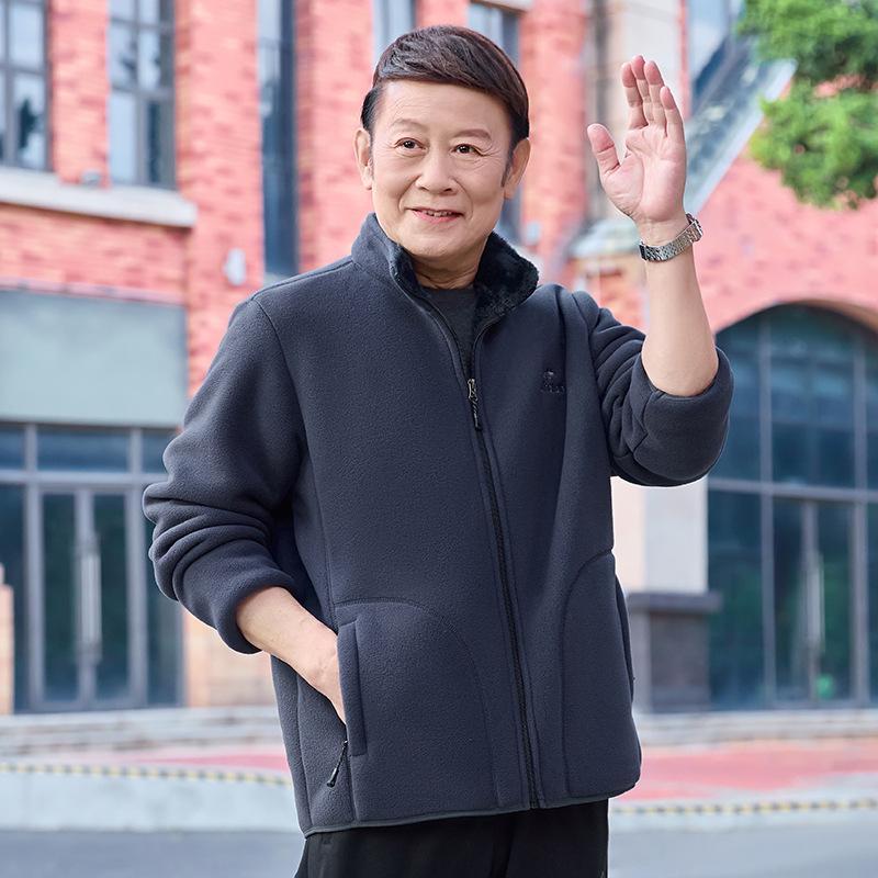 Men’s Winter Fleece Outerwear: Plus Velvet Sweatshirts for Middle-Aged and Elderly Dads and Grandpas
