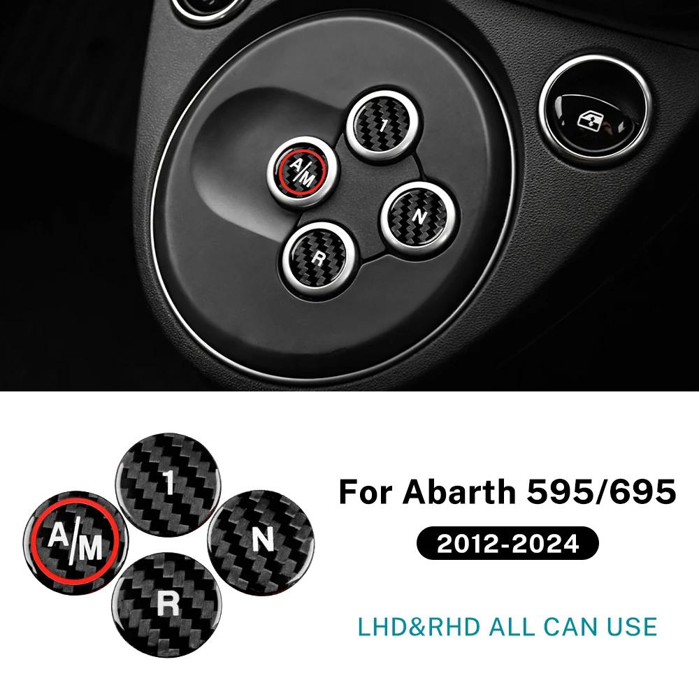 Tricolor Dry Carbon Fiber Sticker For Abarth 595 695 2012-2017 2018 2019 2020 2025 2025 2025 2025 Automatic Gear Shift Button