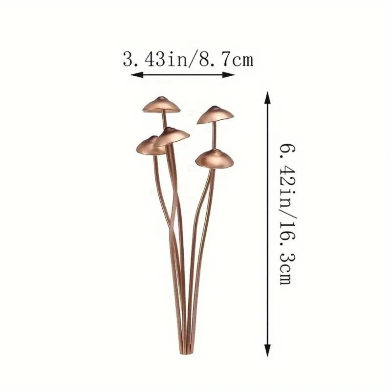 Weather Resistant Iron Mushroom Stake Garden Ground Stake with Antique Rusty Designs Outdoor Yard Landscaping Decoration