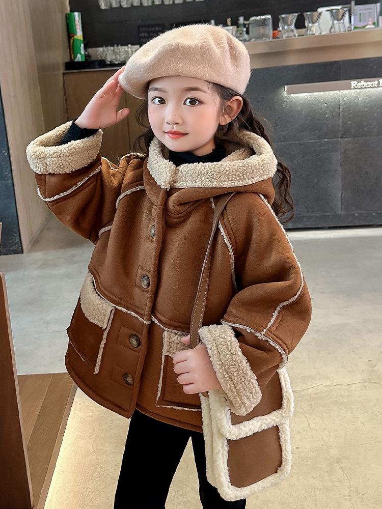 Girls' Thick Winter Hooded Coat, Autumn/Winter 2025 Fashion