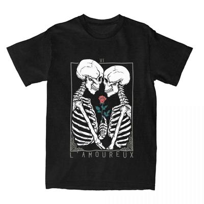 Calavera VI Los Amantes Carta del Tarot Ropa Camisetas Hombre Mujer Esqueleto Pareja Beso Divertida Única Camisetas