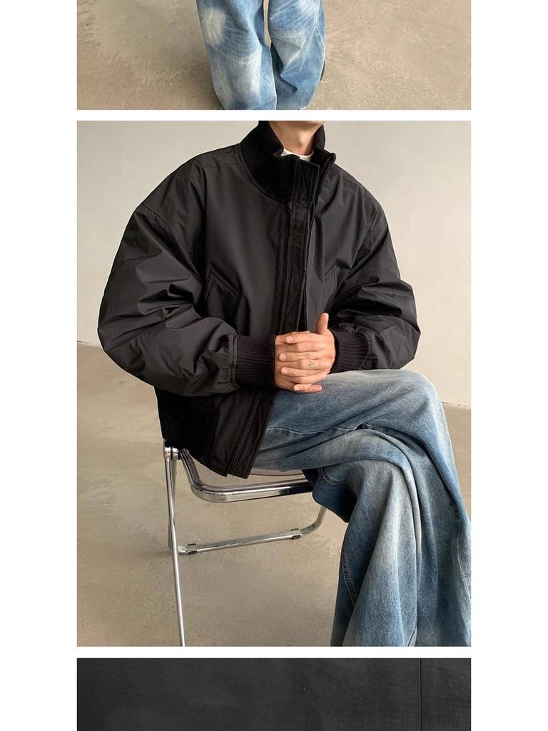 Men's American Style Cotton Bomber Jacket: Winter Hipster Baseball Coat