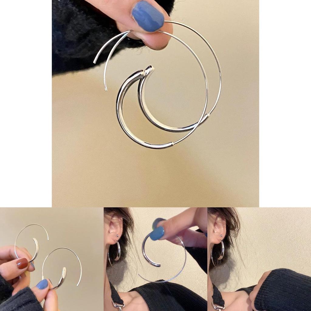 Unique Alloy Silver Circle Earrings For Women Minimalistic And Elegant Geometric Accessory Fashion