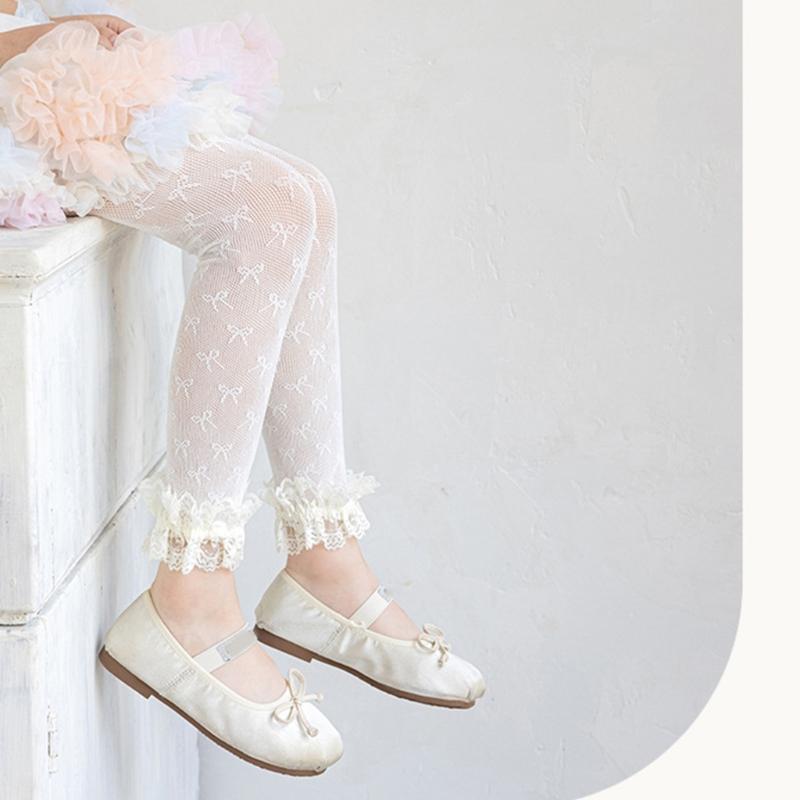 Comfortable Stretch Sweet Tights for Girls Lace Trim Soft Nylon Fabric Leggings Play Outfits Spring Summer