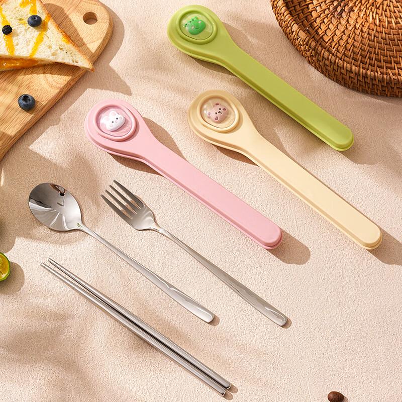 Portable Cartoon Stainless Steel Tableware Set