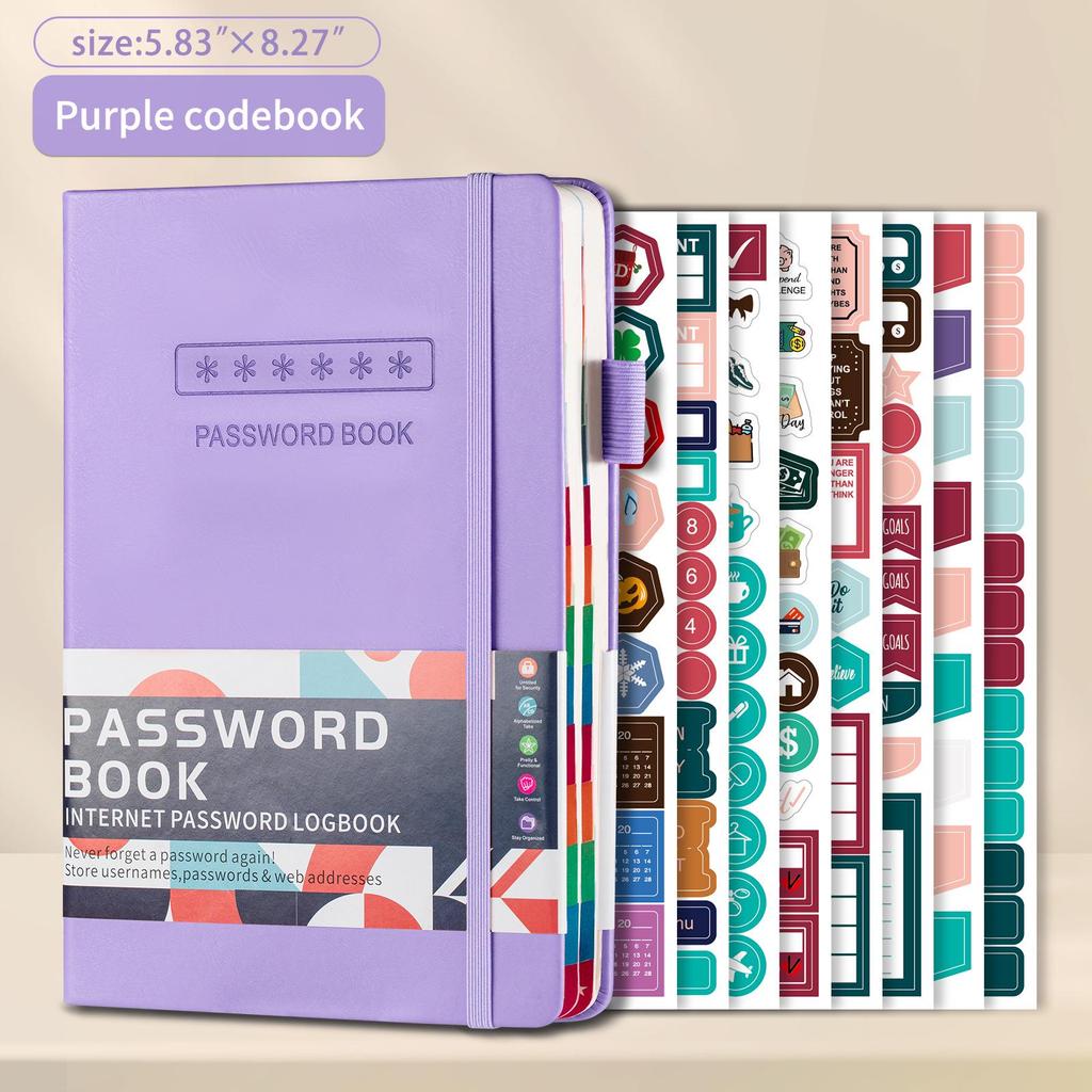 Cross-border A5 Password Notebook with Letter Labels for Account and Website Management