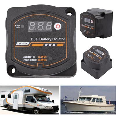 12V 140A Dual Battery Smart Isolator LCD Display VSR Car Relay Voltage Setting Digital Voltage Sensitive Relay for Camper Car RV