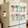 1/8/10Pcs Vertical Greenery Vase Magnetic Mini Clear Glass Propagation Vase with Faux Flowers Dorm Room Plant Decor