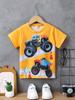 Dětské oblečení Chlapecké tričko Dívčí tričko s krátkým rukávem 3D Cartoon Truck Print Dětské letní oblečení Dětské chlapecké oblečení