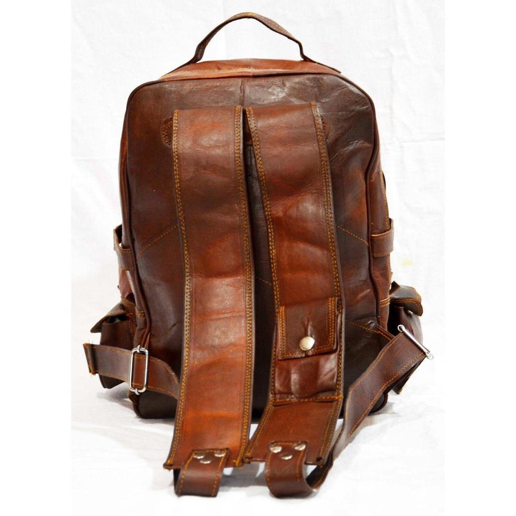 Neue echte Laptop braun echtes Leder Ziege Tasche Rucksack Rucksack Vintage Messeng