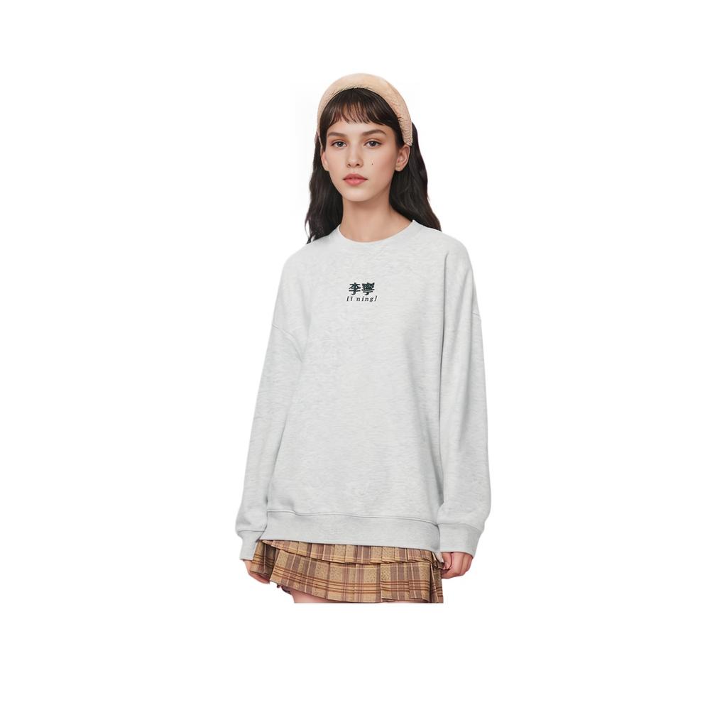 Li Ning Seria Sportowy Styl Życia Pulower z Nadrukiem Liter Ciepły Codzienny Bluza Polarowa z Długim Rękawem i Okrągłym Dekoltem Bluza Unisex AWDU925-1
