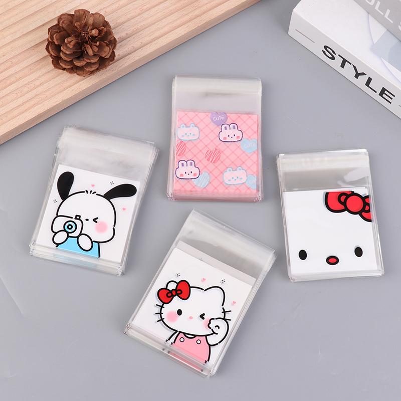 100Pcs Cute Cartoon Printed Opp Clear Packaging Bags Candy Bag Self-Adhesion Storage Bag Diy Gift Pastry Sealable Bag