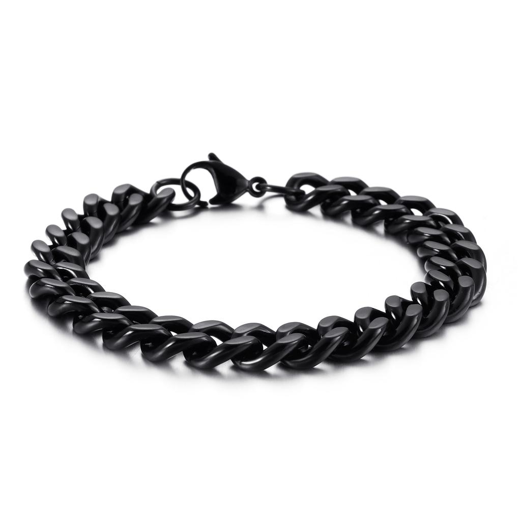 Kalen Shiny Stainless Steel Men's Bracelet Hip Hop Women's Multicolor Simple Cuban Chain Handmade Jewelry 19-23cm Length Gift
