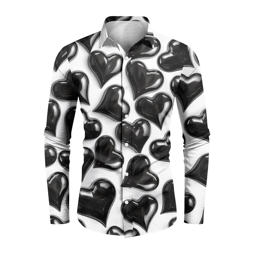 Męska koszula z długim rękawem, luźna, swobodna, z modnymi klapami