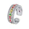 S925 Sterling Silver Retro Court Lace Colored Zirconium Open Ring Girl Niche Design High-End Simple Ring