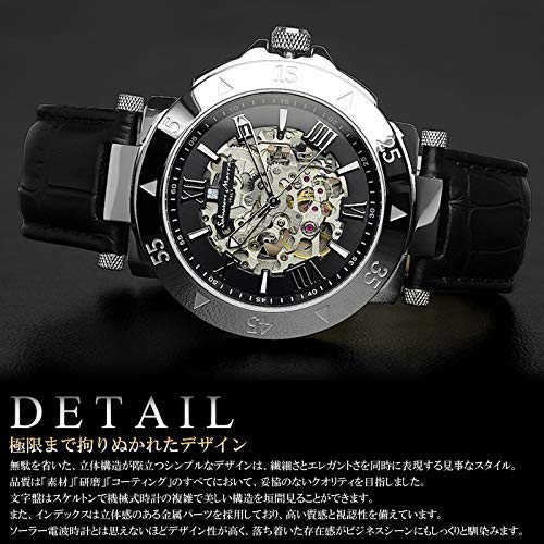 Salvatore Marra Watch Silver x Black Automatic Skeleton Business Formal Men's