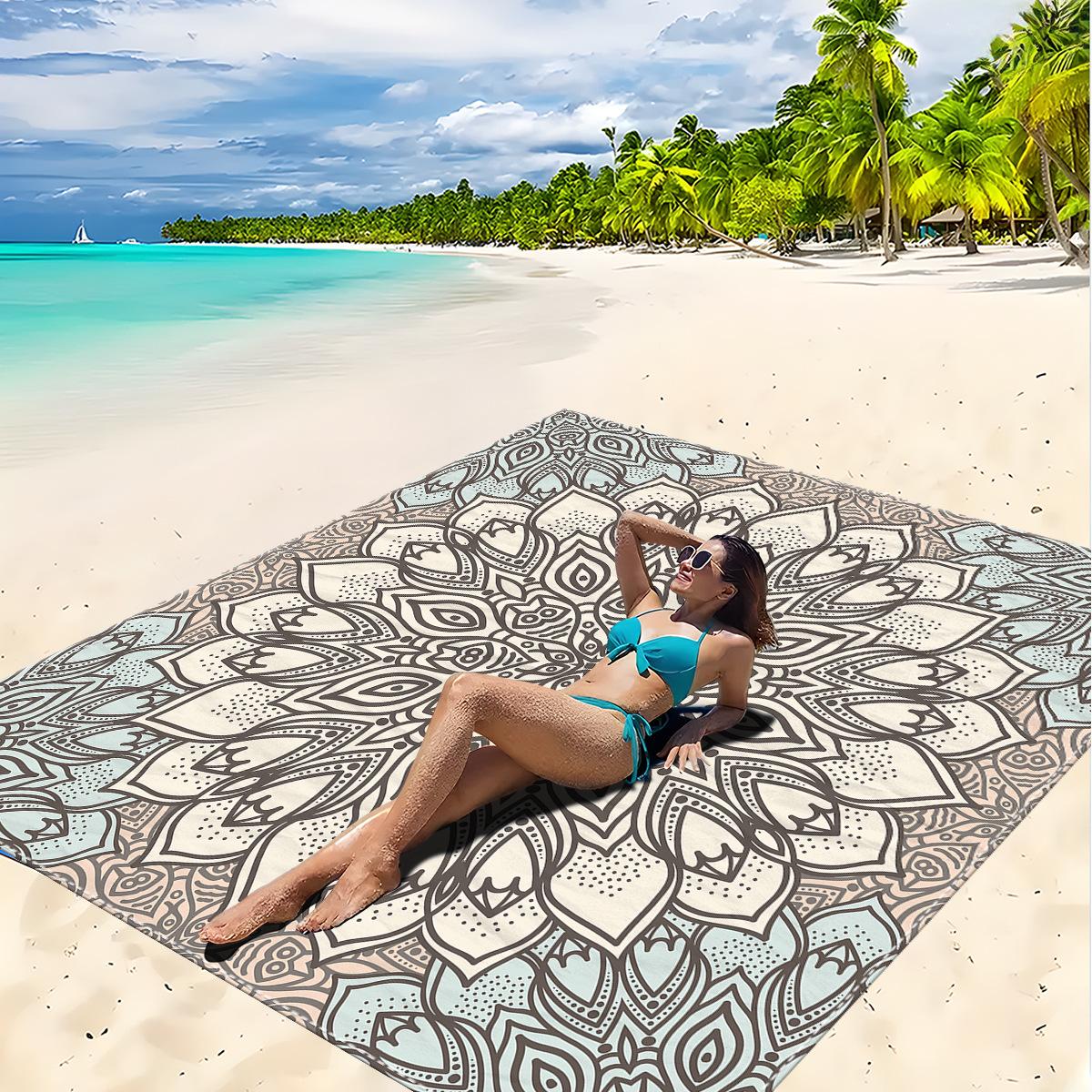 Stranddecke Wasserdicht Sandfest, Übergröße Große Strandmatte Schnelltrocknend & Kompakt & Leicht, Picknickdecke Urlaubs-Essentials 150cmx150cm