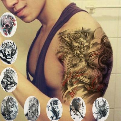 Adesivo tatuaggio temporaneo falso impermeabile tigre leone drago braccio spalla