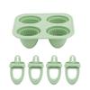 Baby Silicone Popsicle Mold with Handles 4-Cavity Mini Ice Cream Mold for Teething Relief Freezing Treats Maker for Toddlers Kids