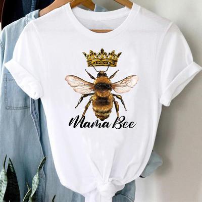 Tee Top Fashion T Shirt Clothing 90s Sweet Lovely Bee Watercolor Casual Short Sleeve Women Print Lady Female Graphic T-shirt