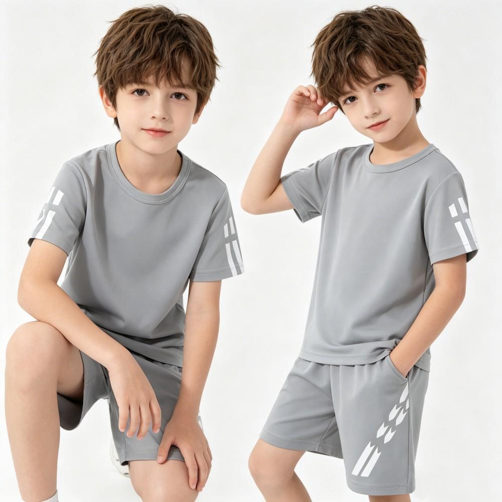 1 to 12 Years Boys Sport Suit Black Red Blue Child Boy Sportswear Football Basketball Clothes Sets T Shirt and Shorts Tracksuit