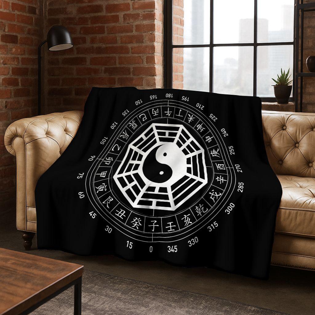 Nature Balance Yin Yang Tai Chi Black White Energy Flannel Blanket,Cozy Soft Throw Blanket for Home Bedroom Bed Sofa Cover Gift