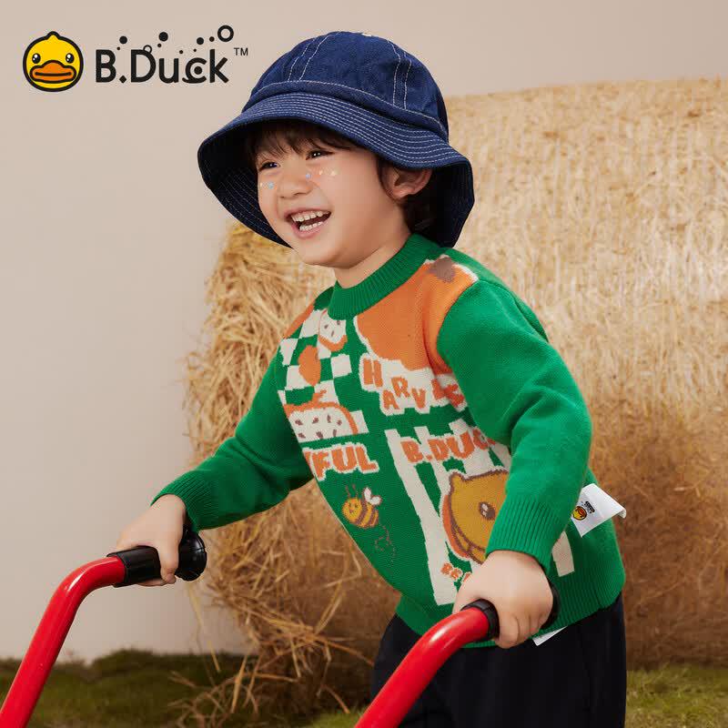 B.Duck Boys' Cartoon Knit Pullover Sweater