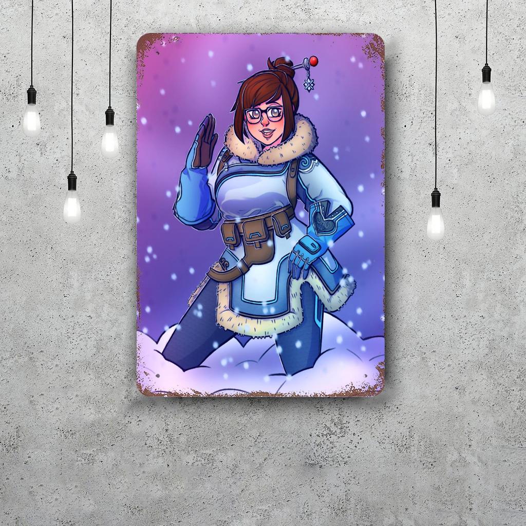 Mei Overwatch Vintage Metal Tin Signs Posters Decor Retro Metal Plaque Wall Art Decor for Garage Bar