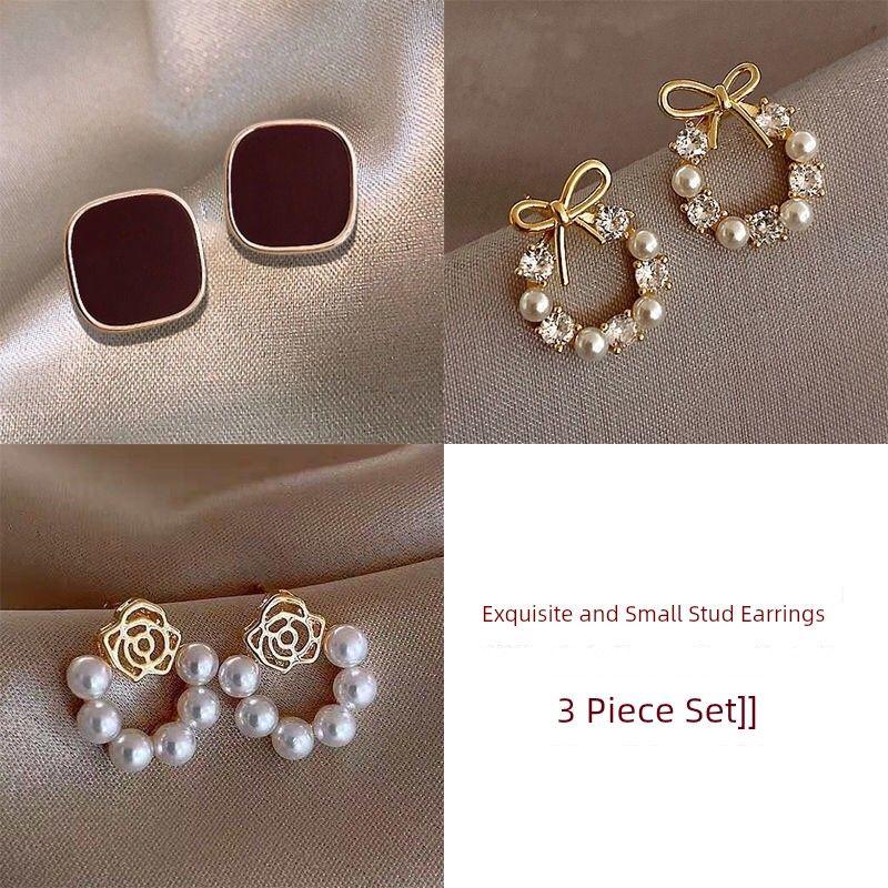 

Earrings for Women New Arrival 2023 Simple Cold Style Elegant Fancy Earrings Ins Style Good-looking Sterling Silver Earrings Elegant exquisite and compact [three pairs]]