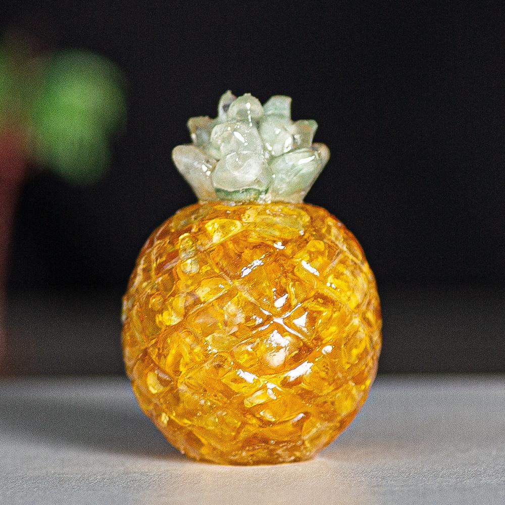Glass Fruit Decor Crystal Pineapple Figurine Collectibles Hand Blown Glass Fruit Pineapple Decor for Home Kitchen Office