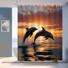 Marine Dolphin Swimming Scene Shower Curtain Washable Dirt-Resistant Shower Head Waterproof Polyester Bath Curtain