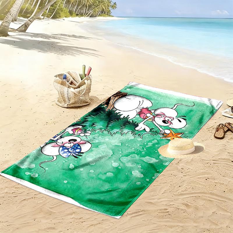 Diddl the Jumping Mouse3 Print Beach Towel, Large Soft Quick Dry Towel for Beach Camping Swimming