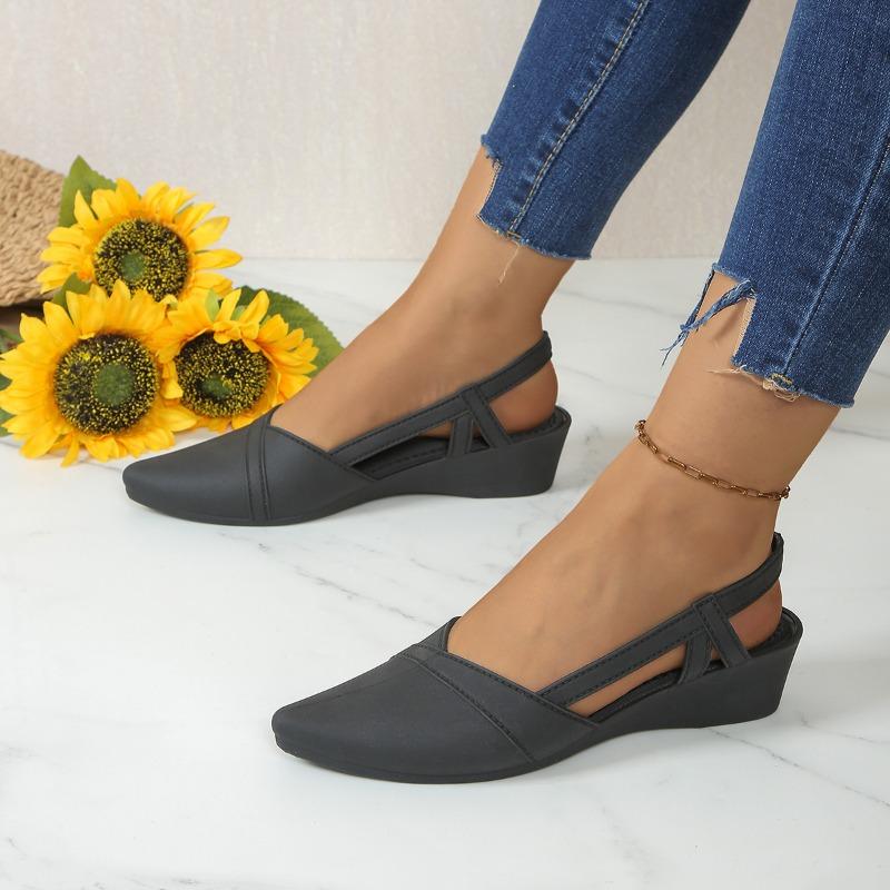 Fashion Women's Fashion Baotou Sandals Summer New Pointed Head Shallow Mouth Soft Sole Anti-landslide Heel Shoes