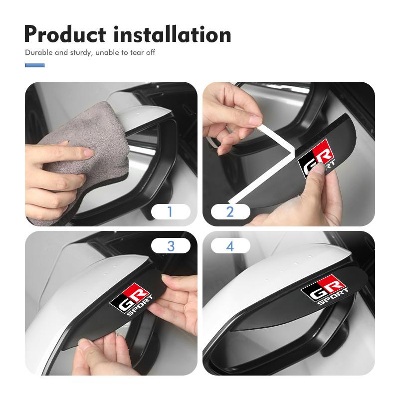 For Toyota 2PCS Soft Rubber Rearview Mirror Rain Eyebrow Styling Accessories GR MN Crown RAV4 Yaris Land Cruiser Corolla Prius