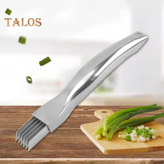 Onion Slicer Stainless Steel 6-Blade Green Onion Shredder Cutter Non-Slip Handle Kitchen Vegetable Chopper Tool for Scallions Leeks Potatoes Fruits