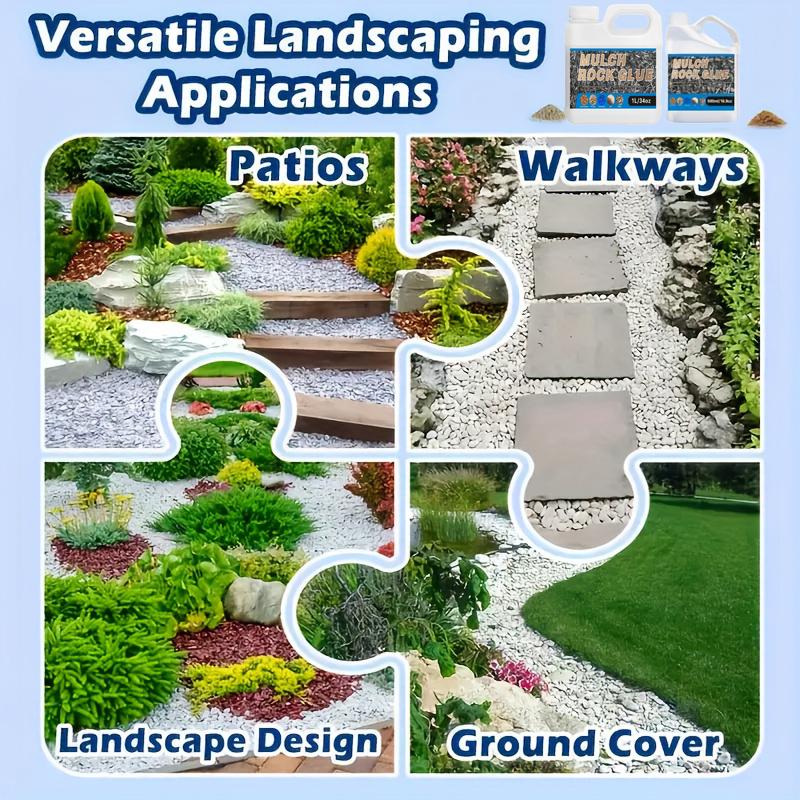 16.9/34oz Quick-Drying Mulch Rock Glue Keep Mulch In Place Long-lasting Garden Patio Adhesive For Concrete Pebbles Pine Straw