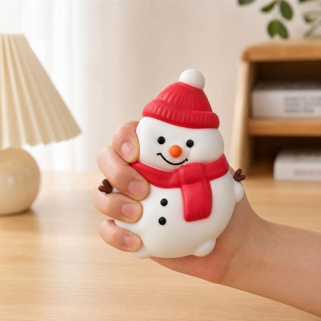 Snowman Stress Toy, Cute Snowman Shape Toy for Adults and Kids, Fun Christmas Holiday Novelty Gift